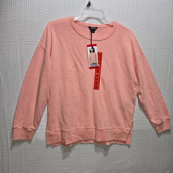Buffalo David Bitton NWT Women's Coral Peach Crew Neck French Terry Sweatshirt - Picture 1 of 5